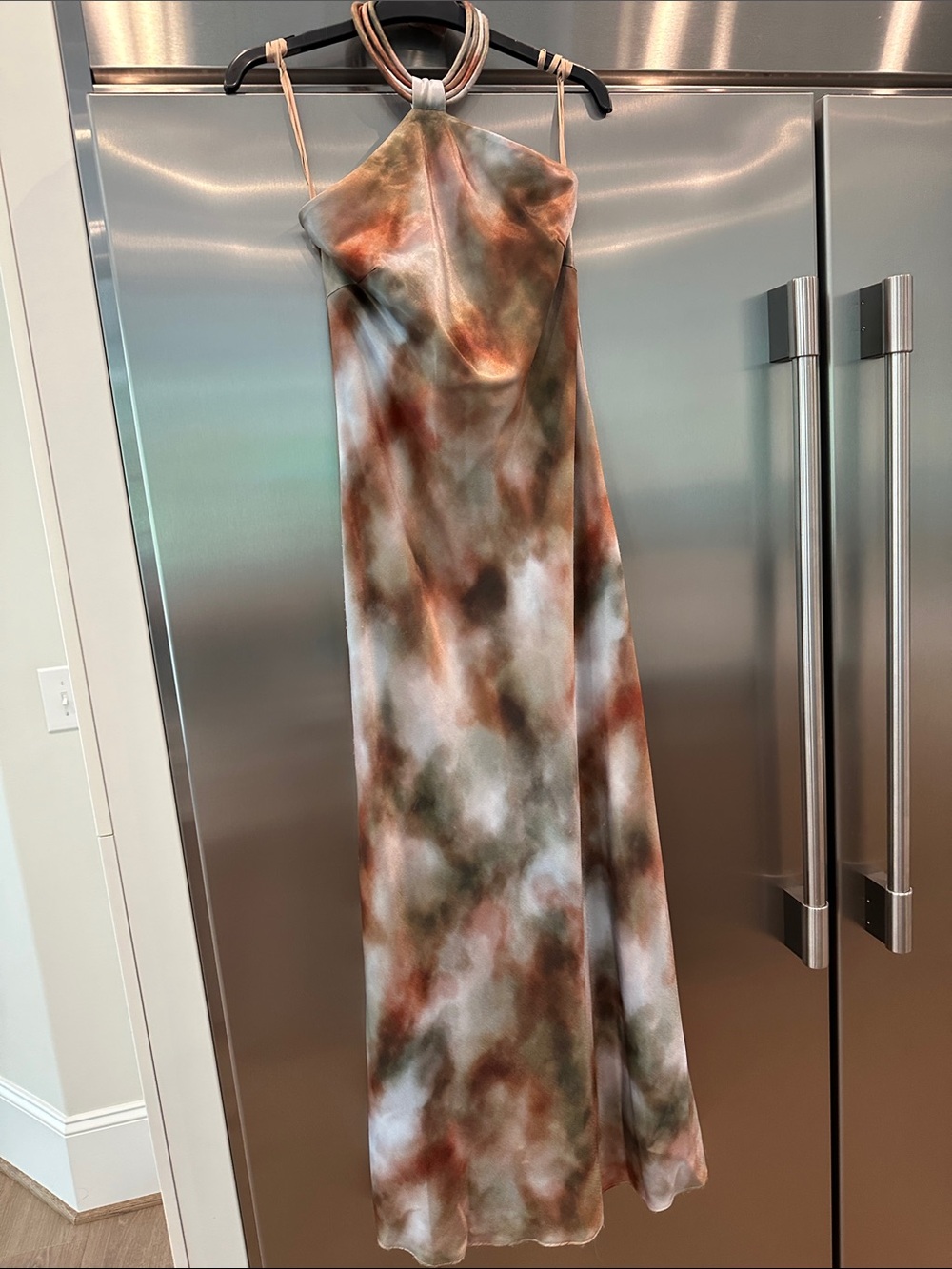 ANTONIO MELANI Olive Brown Tie-Dye Maxi Dress